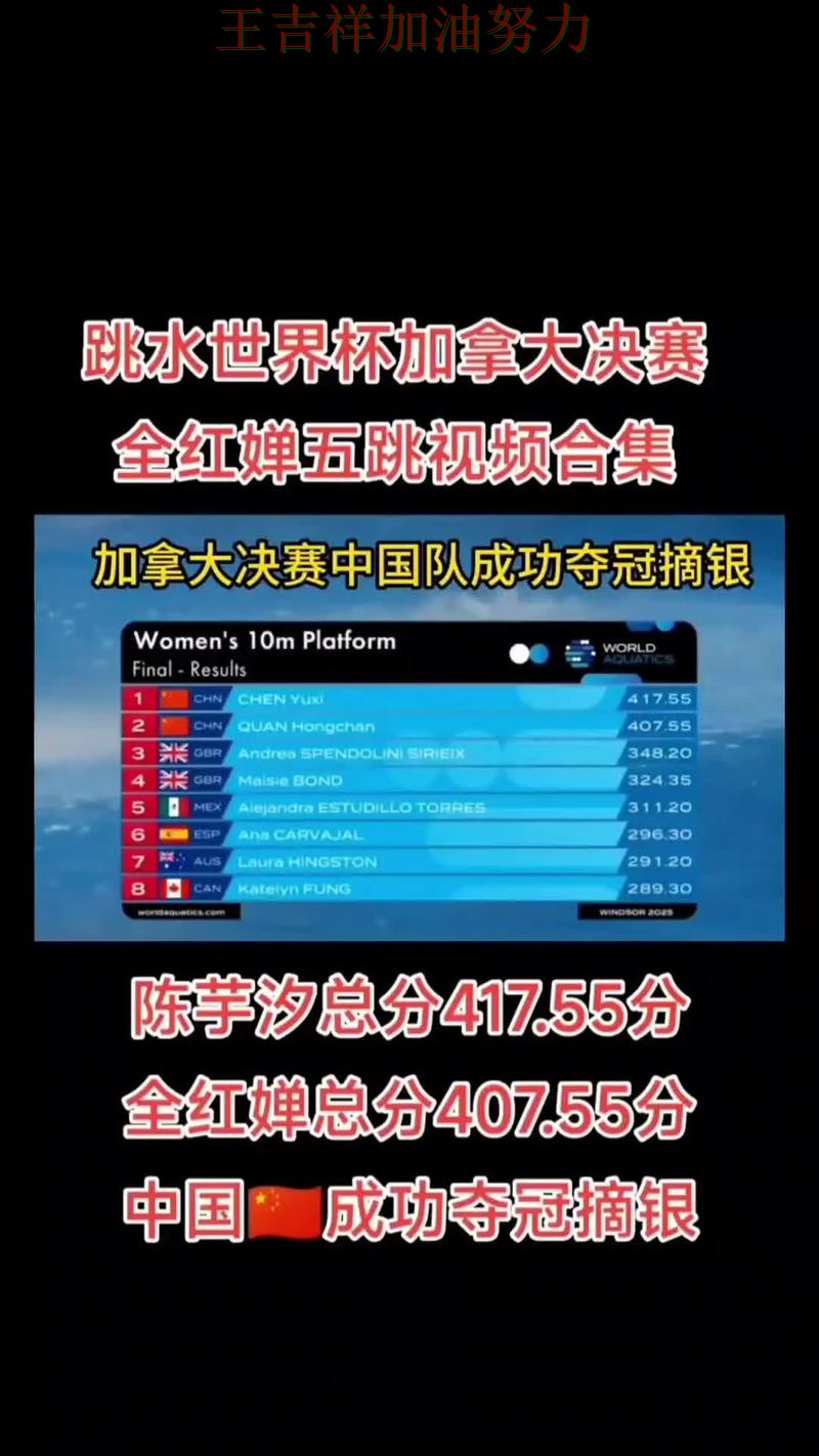 中国跳水队主场取胜延续连胜势头 积分榜形势更加明朗